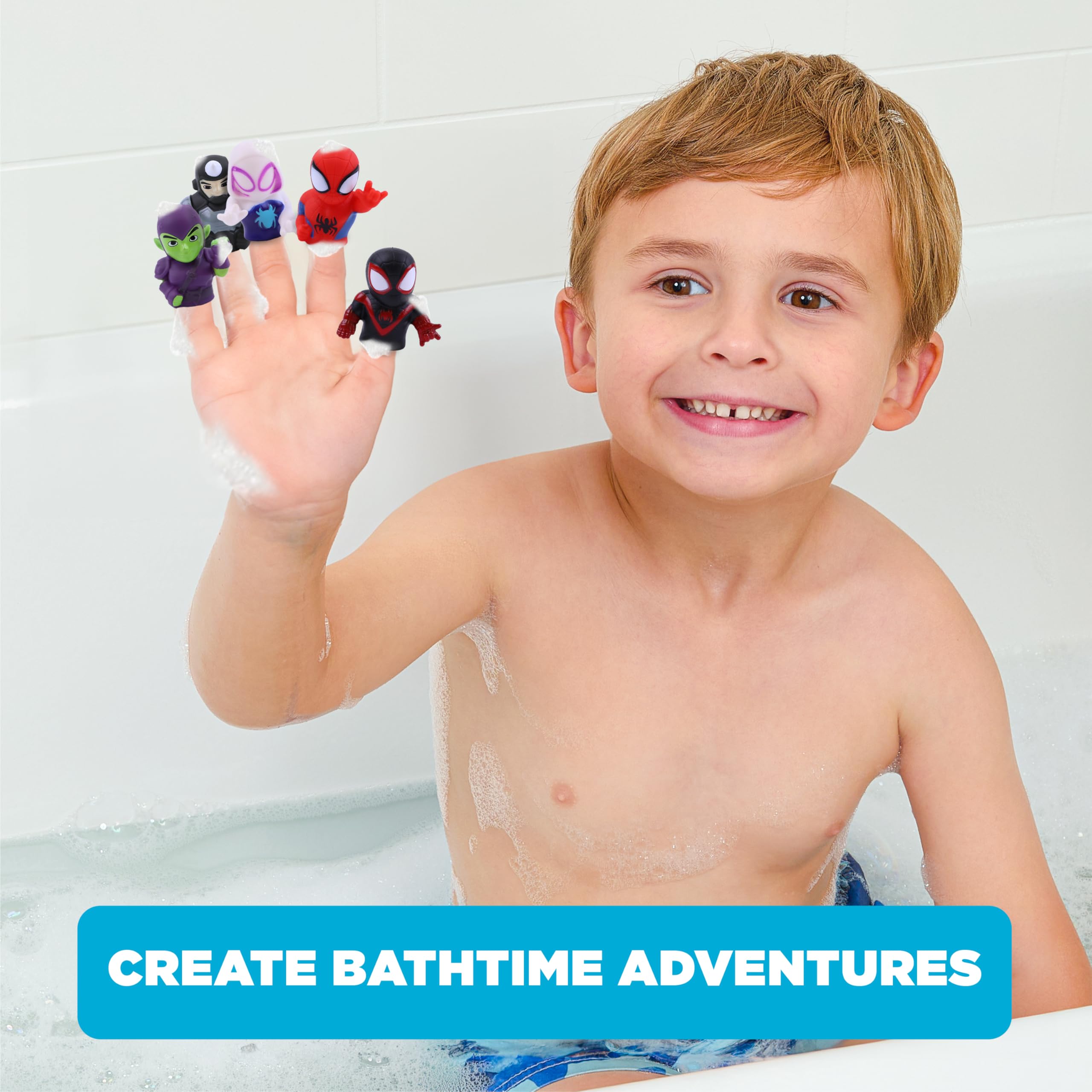 Ginsey Green Goblin finger puppet bath play with friends.