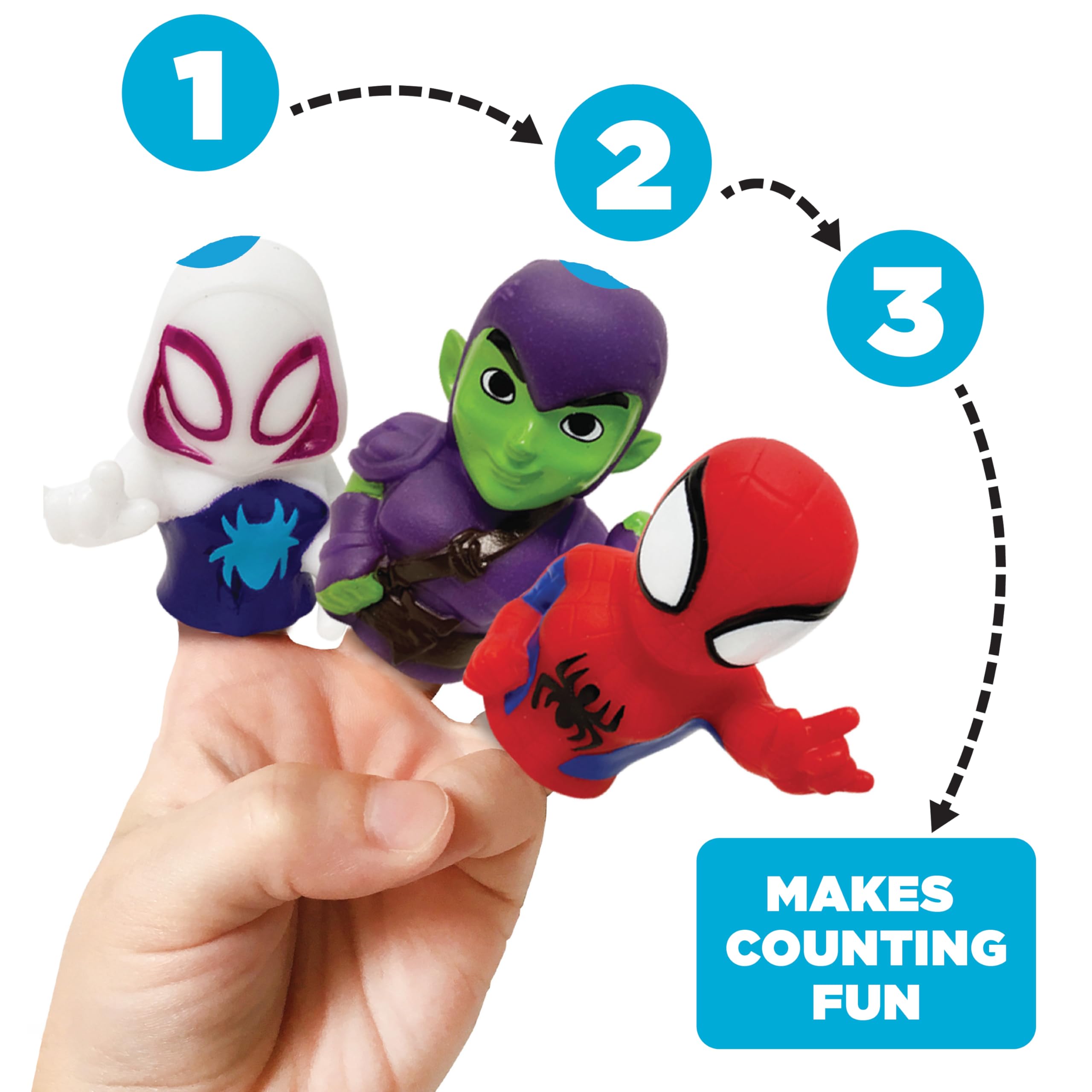 Ginsey Spidey finger puppets educational set for colors and counting.