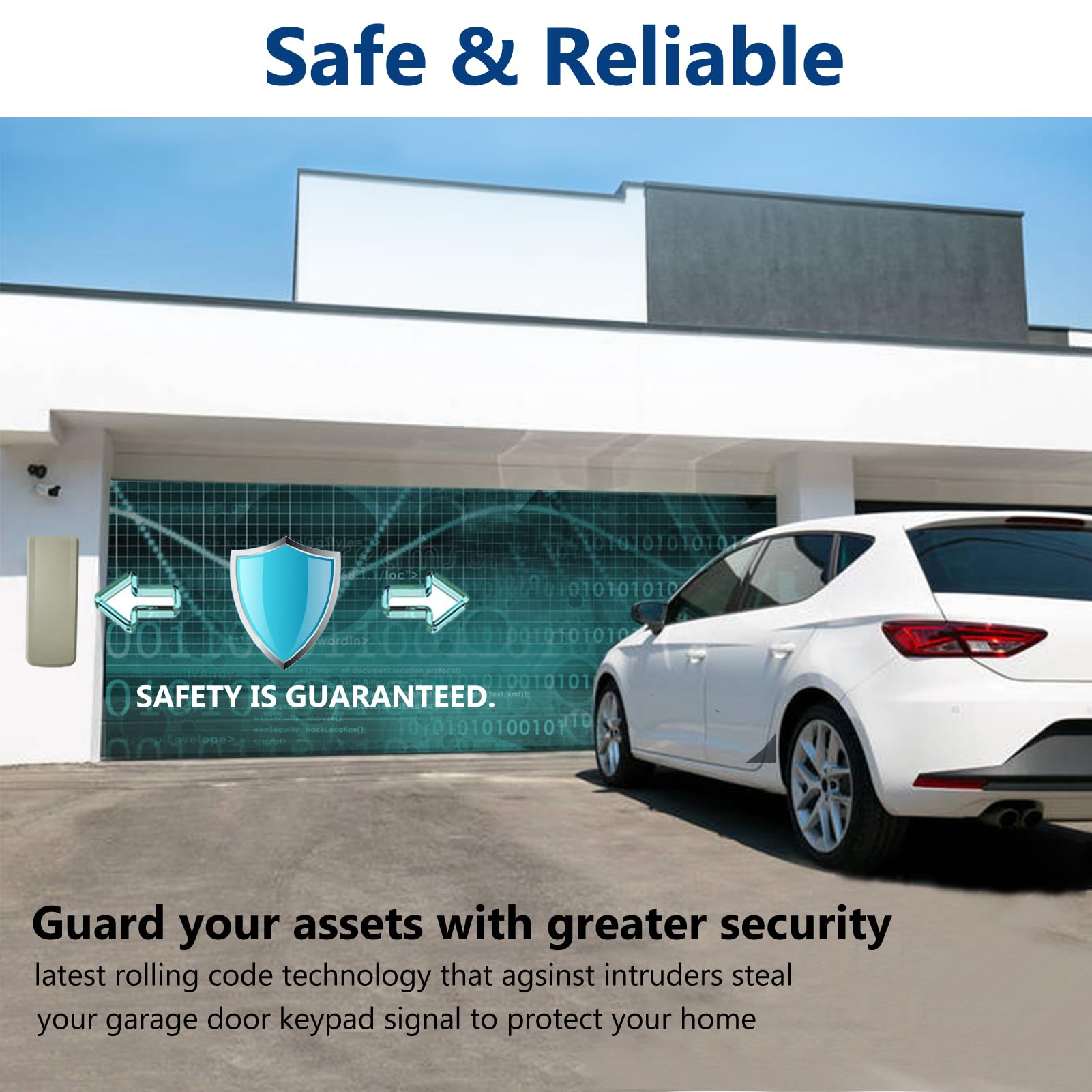 GIOATY keypad demonstrates 3-channel control for up to three openers.