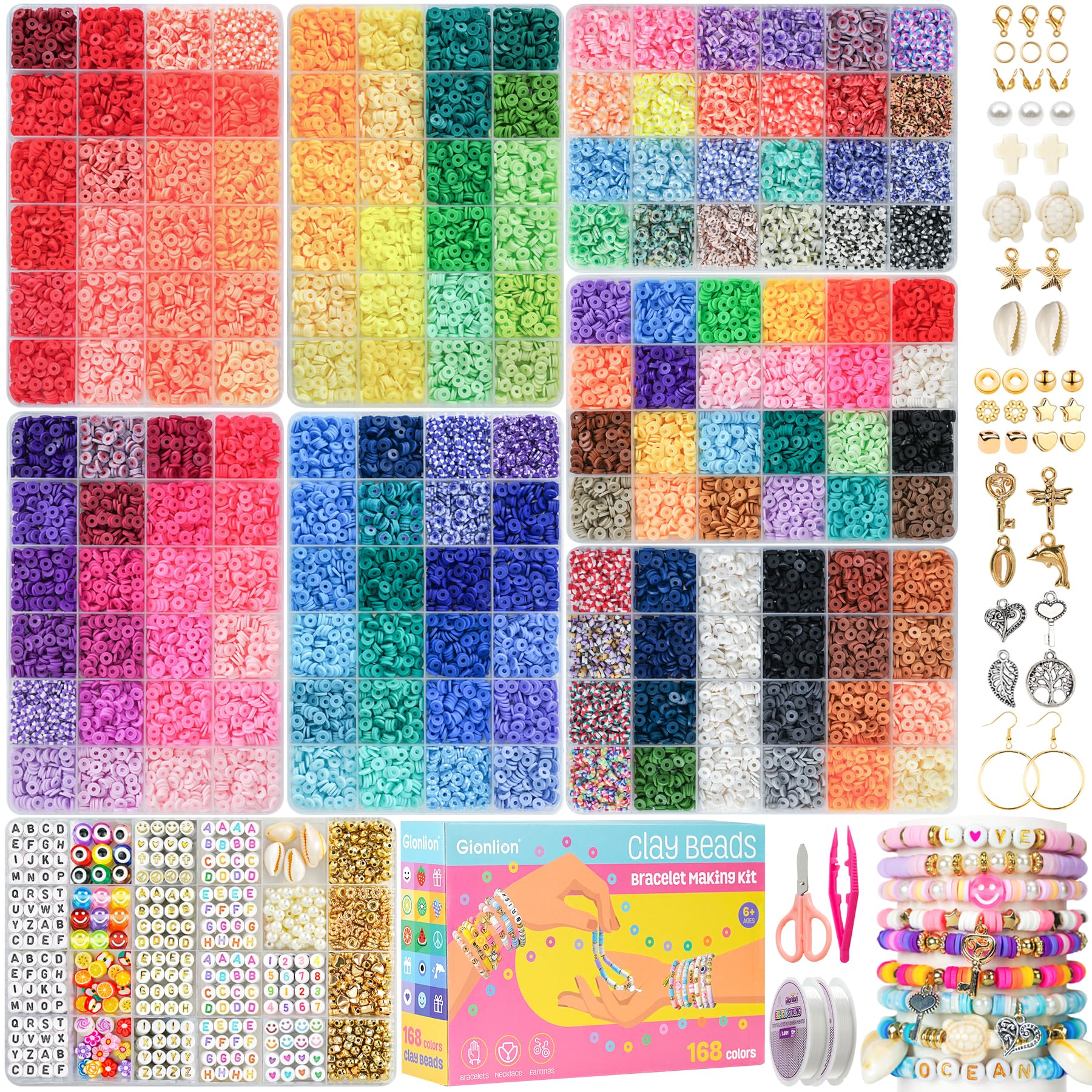 Gionlion clay beads bracelet kit color palette for vibrant jewelry projects