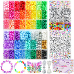 Gionlion pony beads kit contents for DIY jewelry projects, ideal for kids' crafts.