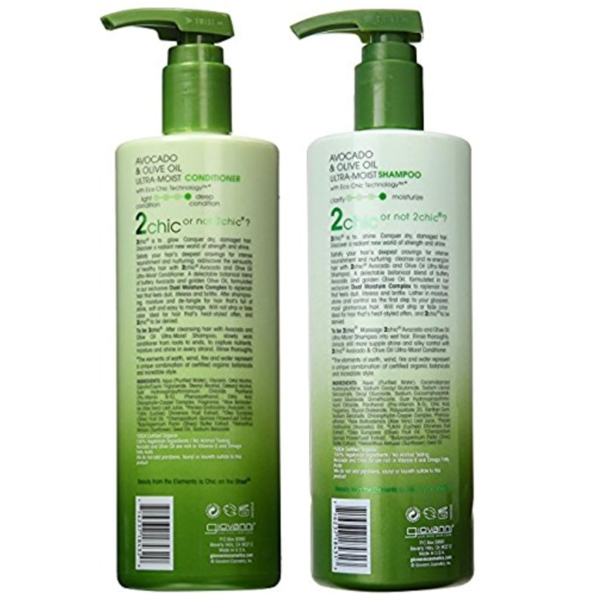 Giovanni 2Chic Ultra-Moist conditioner bottle pump highlights deep hydration.
