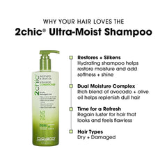 Giovanni 2Chic Ultra-Moist conditioner smooths strands with noticeable shine.
