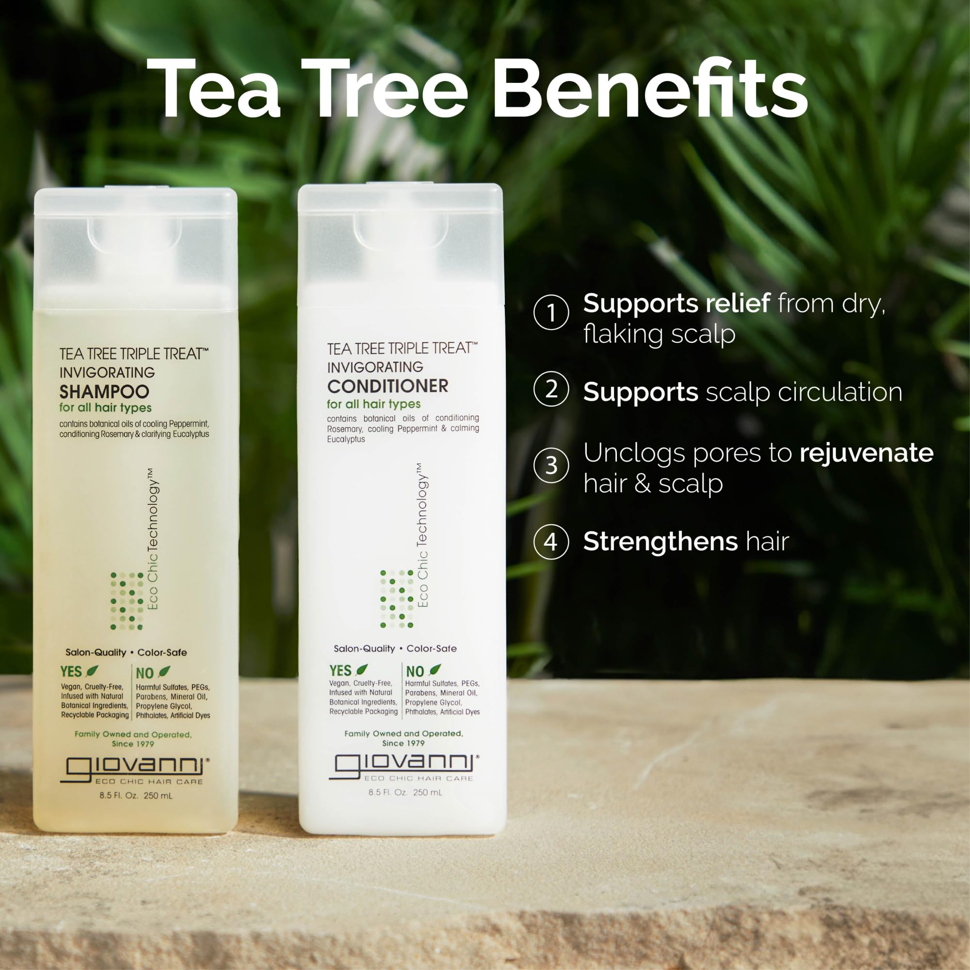 Product packaging highlights vegan formula and eco friendly packaging from Giovanni