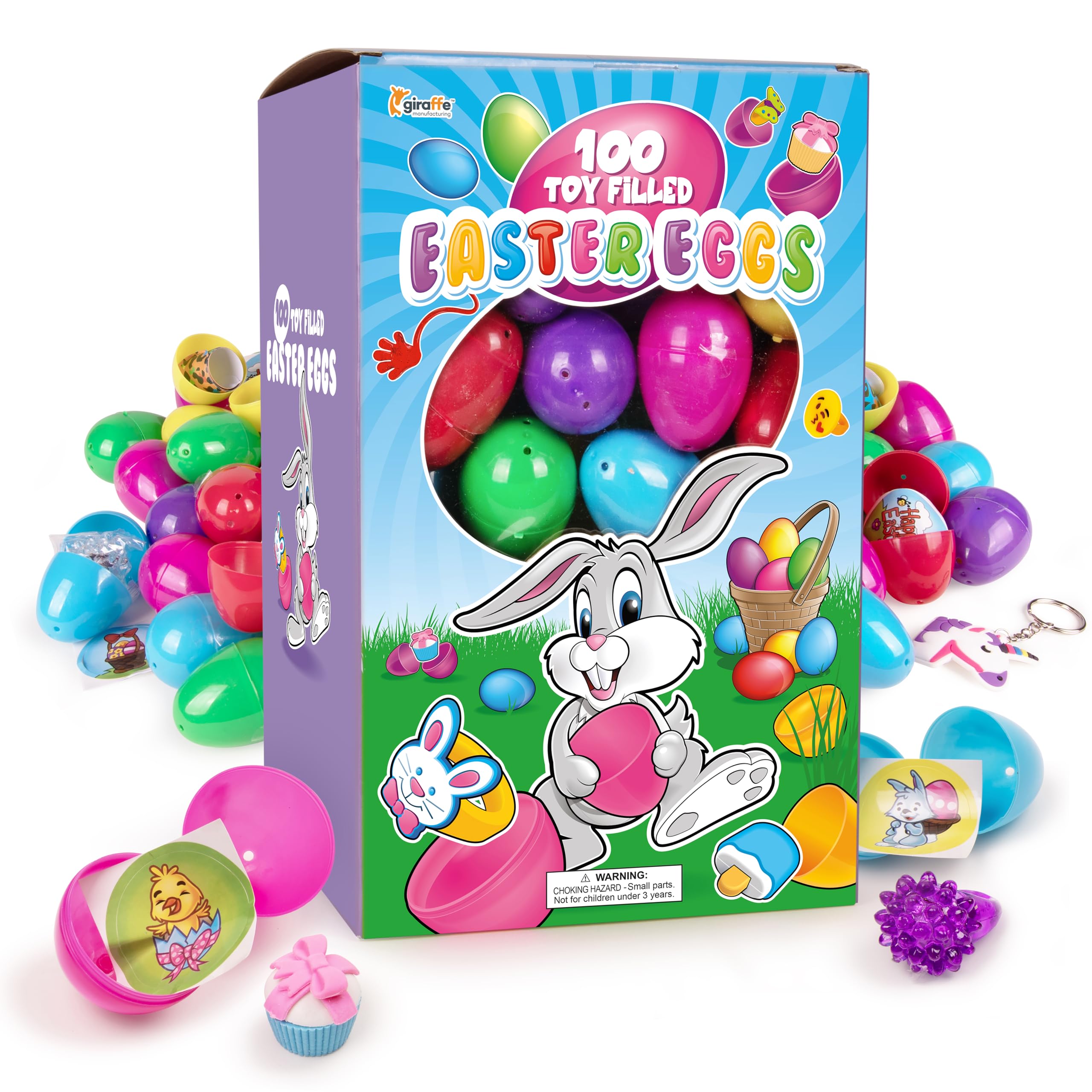 Giraffe Manufacturing 100-pack eggs in bright colors for lively Easter hunts