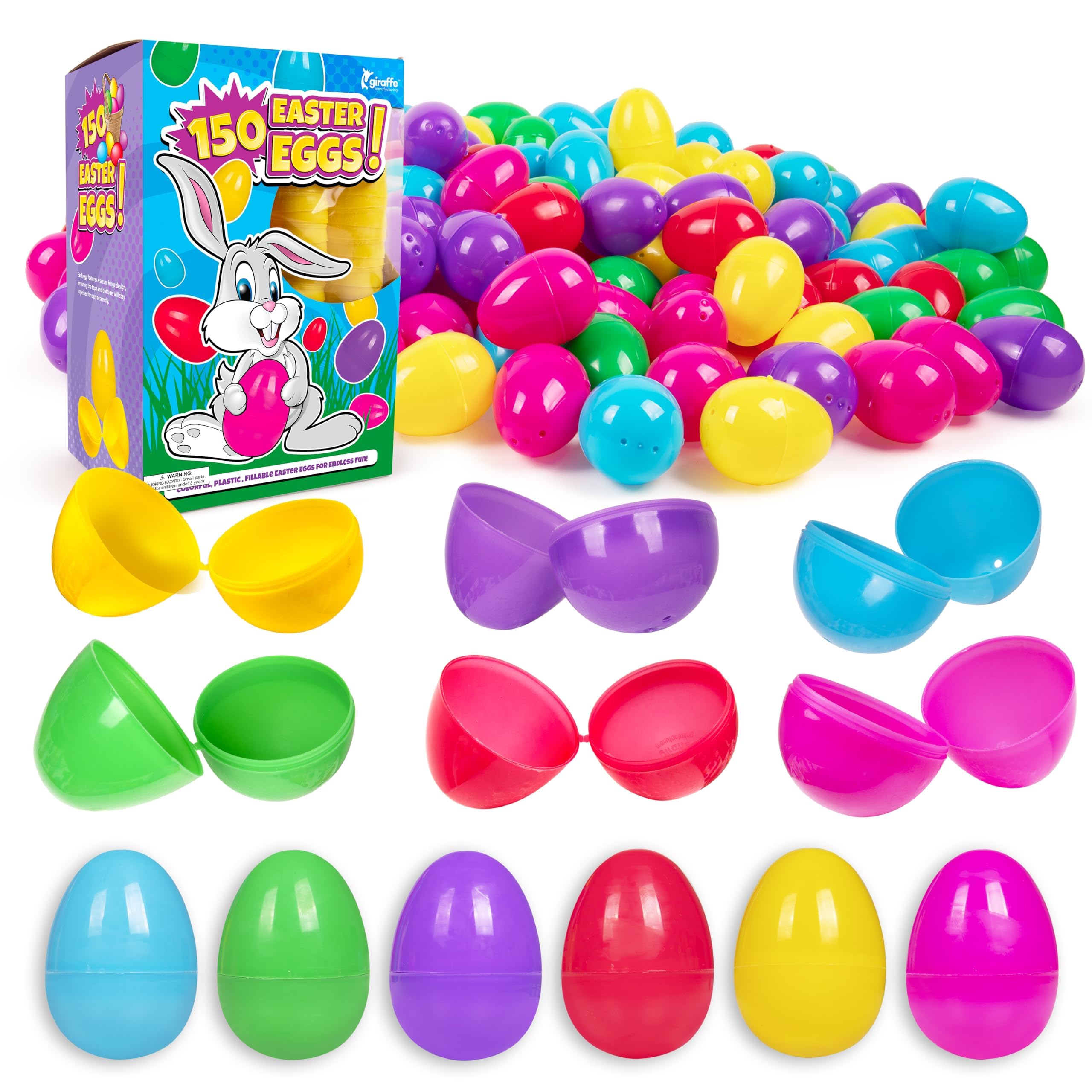 Giraffe Manufacturing 150-pack fillable Easter eggs for hunts