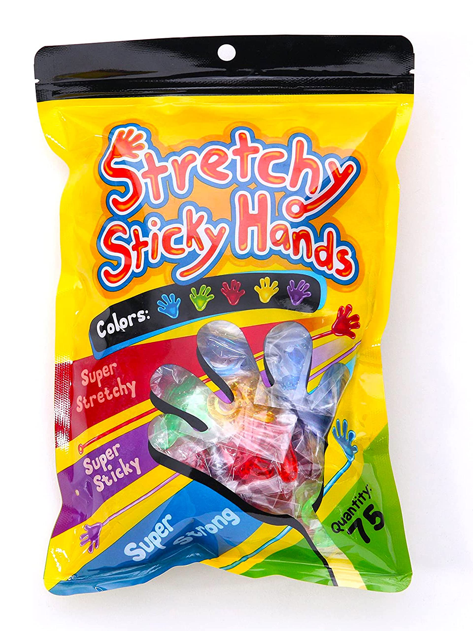 Giraffe Manufacturing sticky hands 75-piece set ideal for bulk party favors.