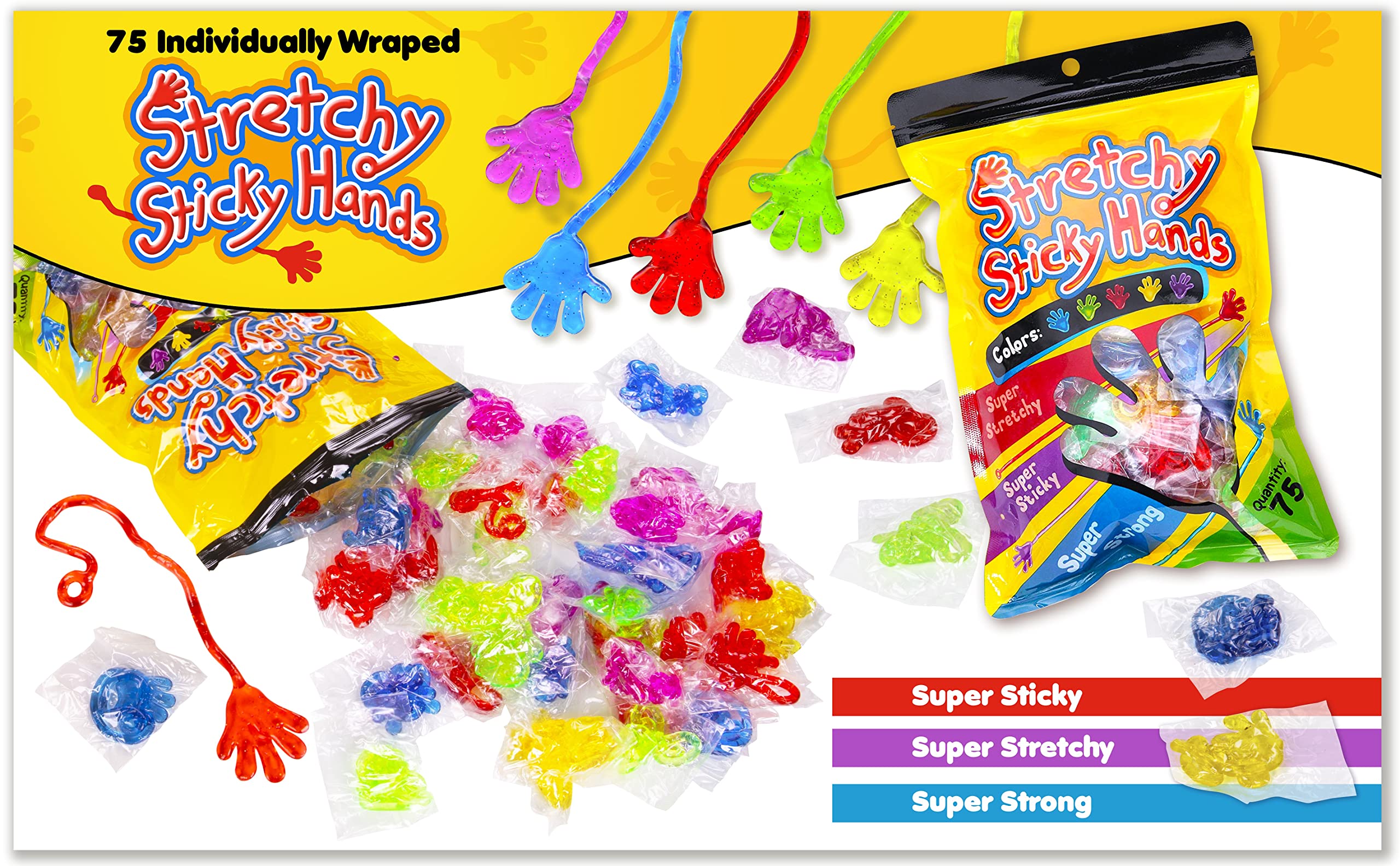 Giraffe Manufacturing sticky hands purple eye-catching party decor and playful prizes.
