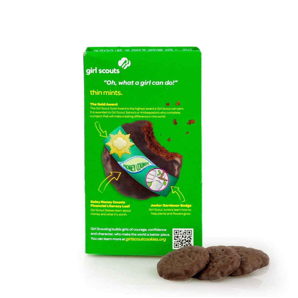 Girl Scouts Thin Mints packaging display highlighting the classic flavor.