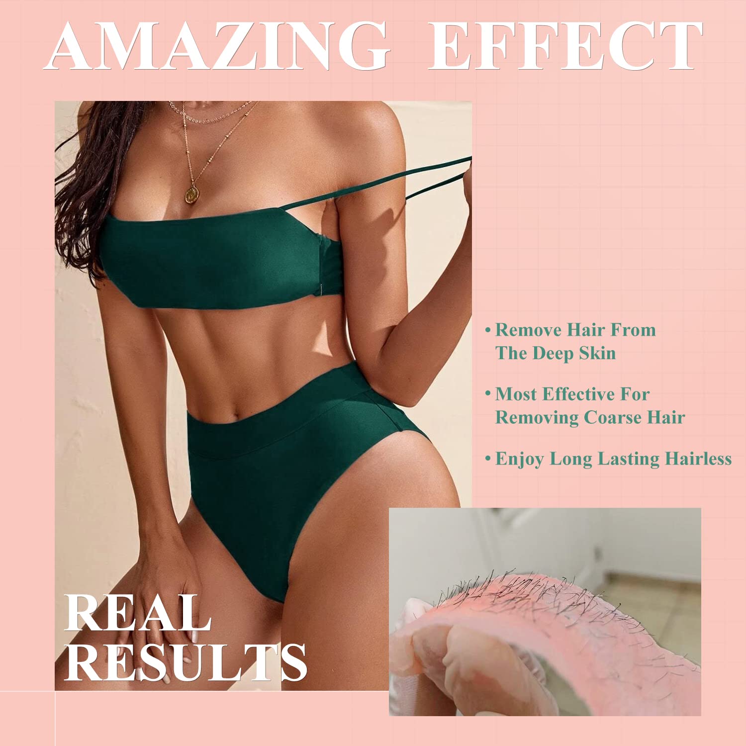 GIRLEARLE Brazilian waxing beads with rose formula for smooth results.