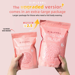 GIRLEARLE rose oil-infused wax beads pack ready for at-home waxing.