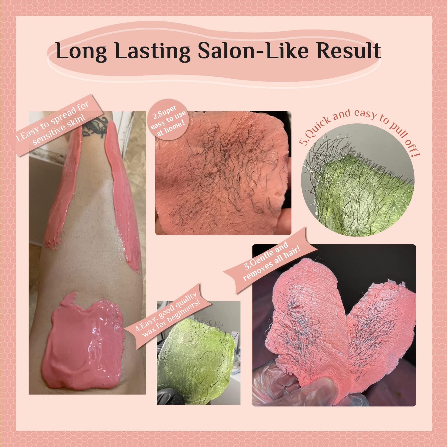 GIRLEARLE rose wax beads for effective hair removal on coarse hairs.
