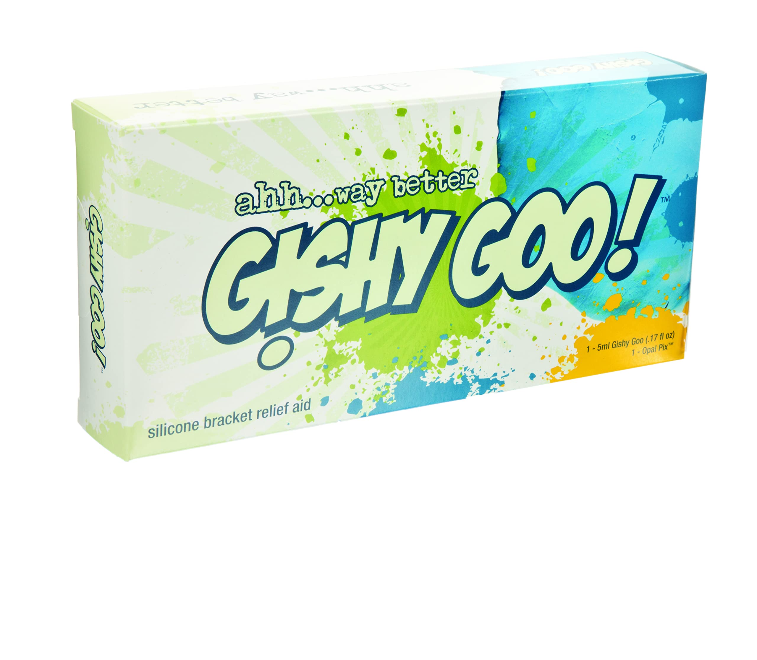 Gishy Goo applying over braces showing quick, mess-free relief.