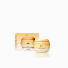 Gisou Honey Gloss Ceramide Therapy Hair Mask jar open shows creamy texture for smoothing.