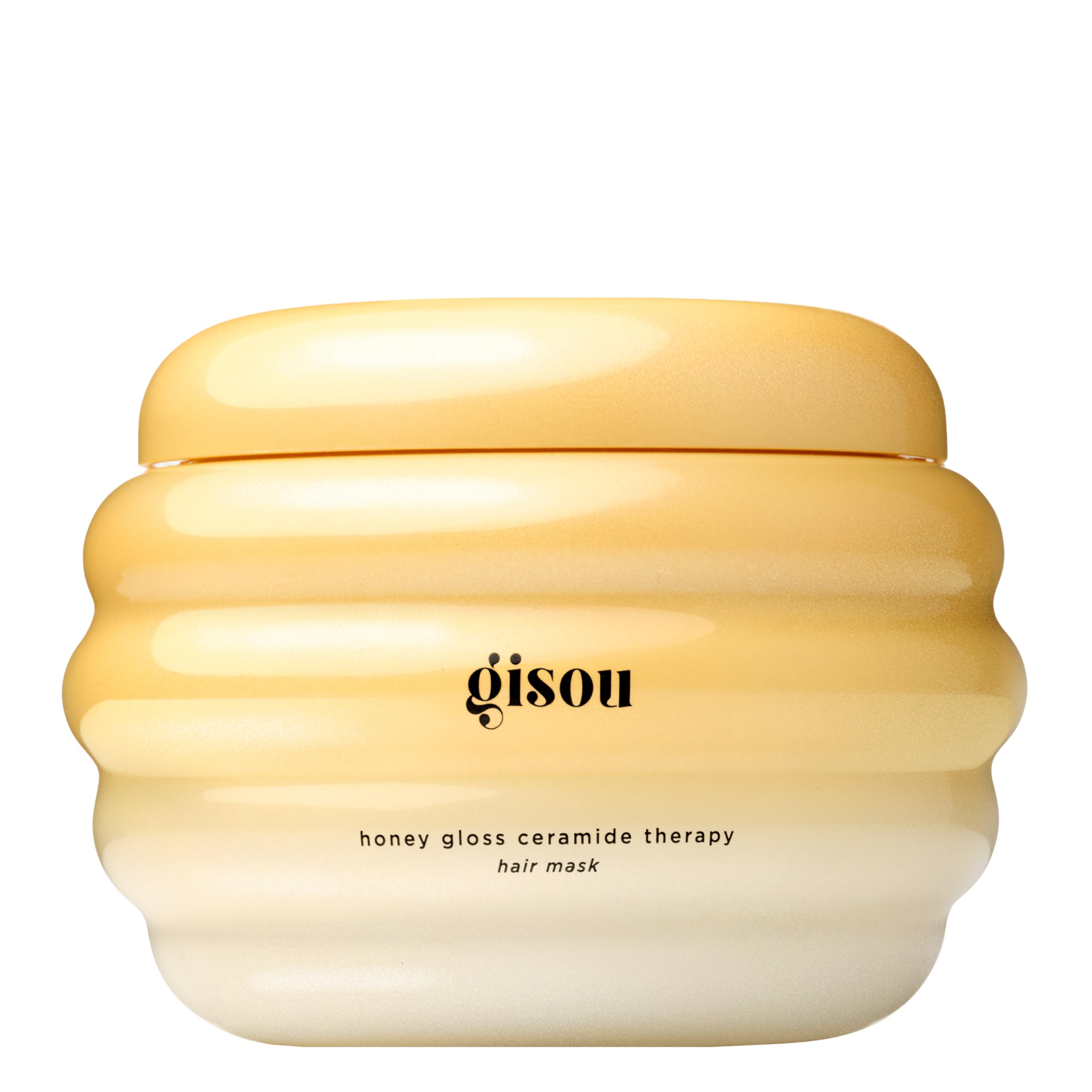Gisou Honey Gloss Ceramide Therapy Mask bottle showing rich hydration potential for hair.