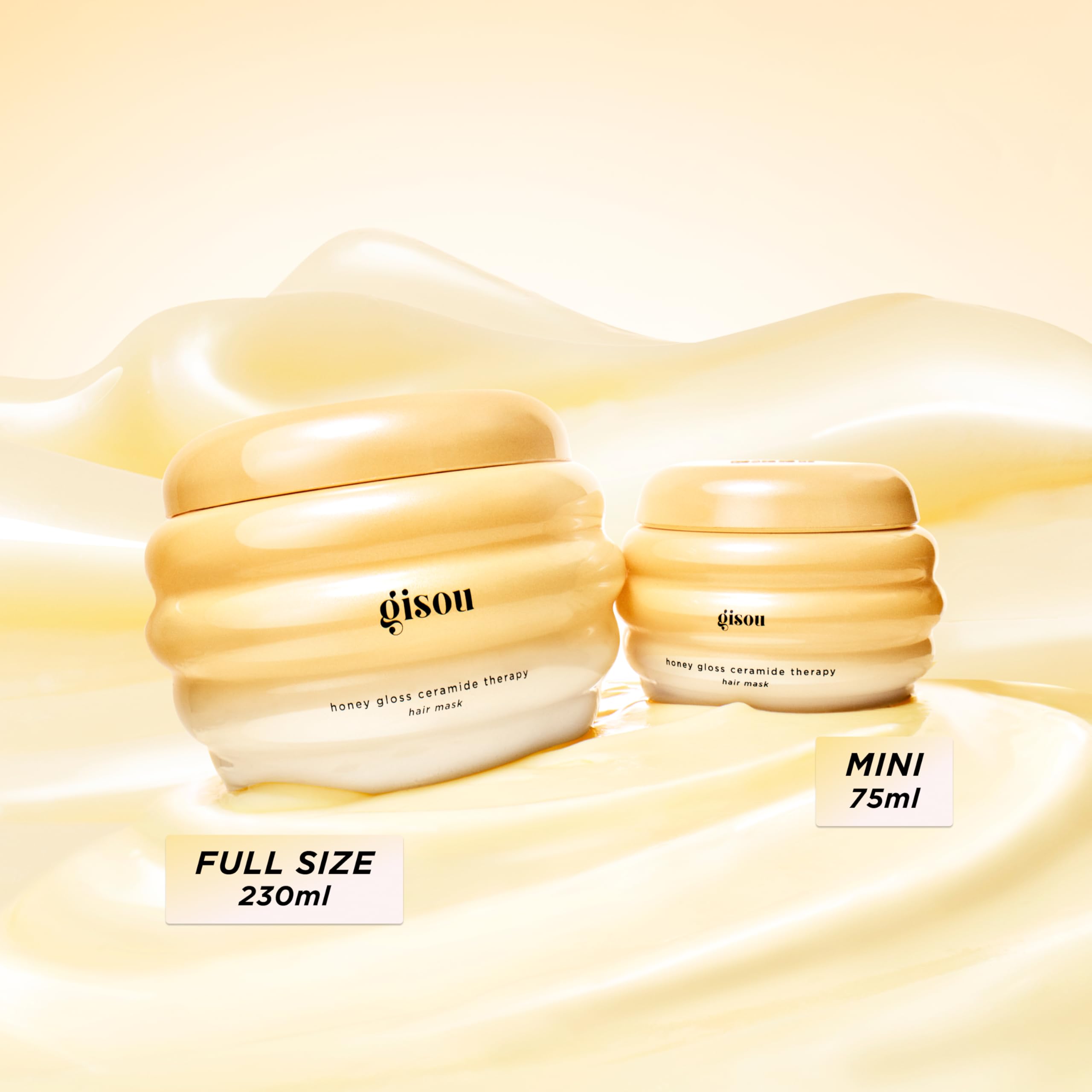 Gisou Honey Gloss Ceramide Therapy Mask on shiny hair after use.