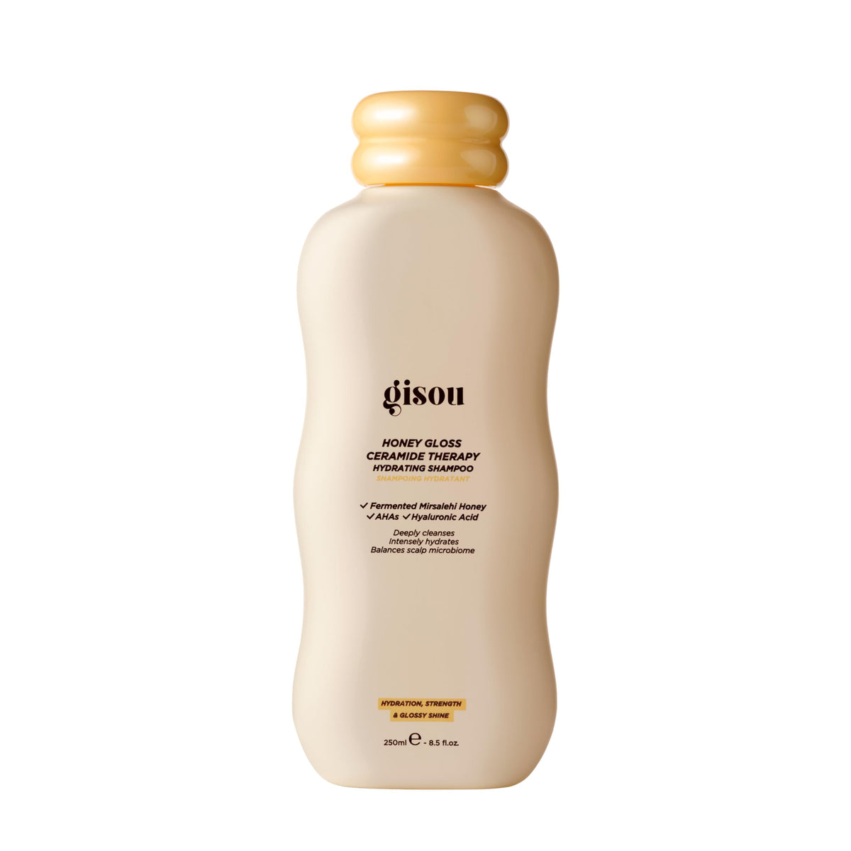 Gisou Honey Gloss Ceramide Therapy Shampoo bottle for hydrated, shiny hair