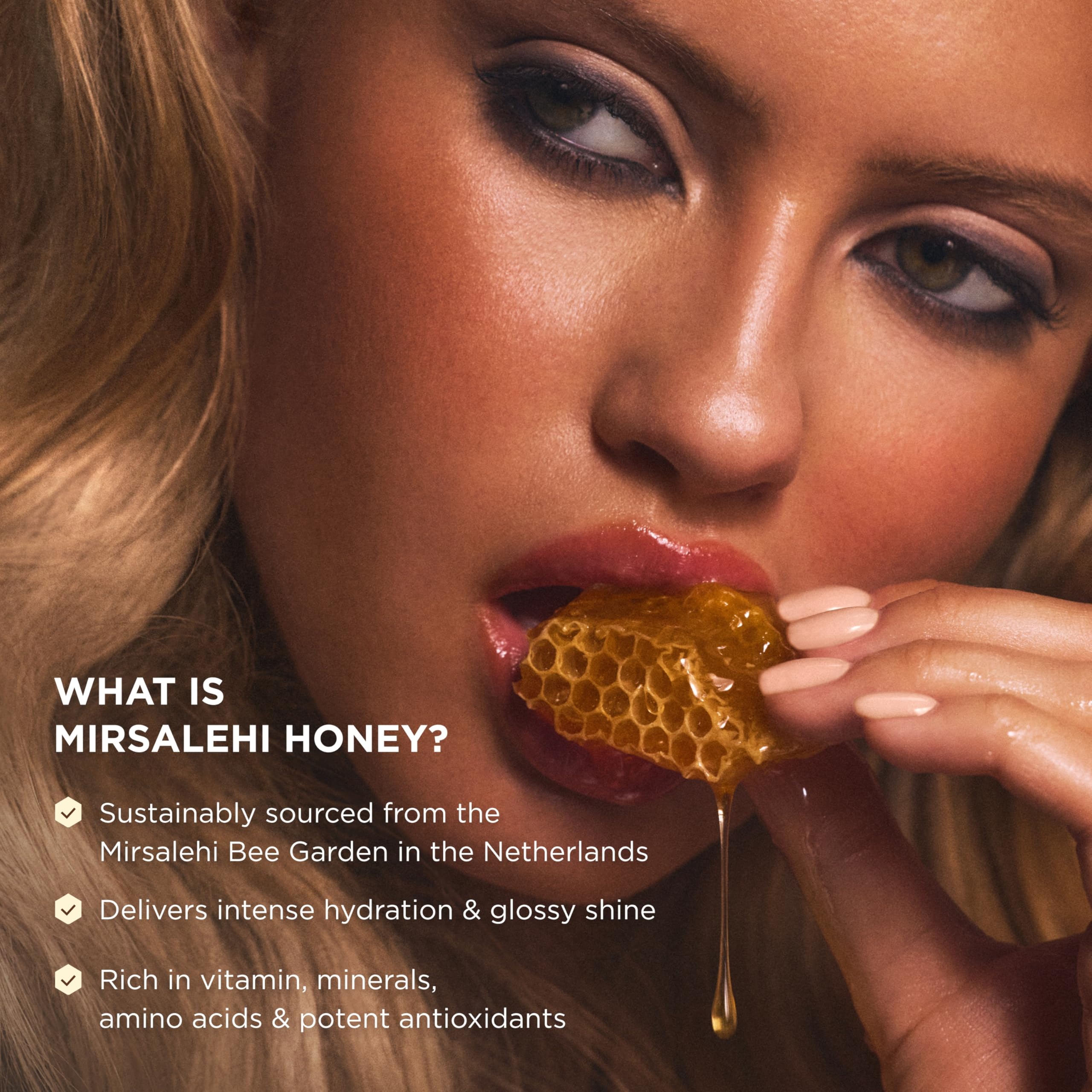 Gisou Honey Infused Hair Oil packaging and branding display