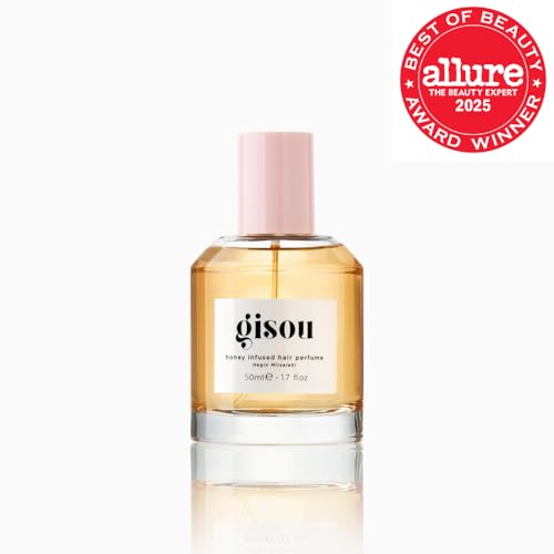 Gisou perfume mist on hair delivering delicate fragrance and lightweight shine.