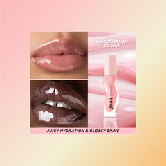 Lips with Gisou lip oil applied for a glossy hydration boost.