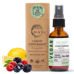 GIVOL Organic Zinc Boost Mist bottle front view for easy daily use.