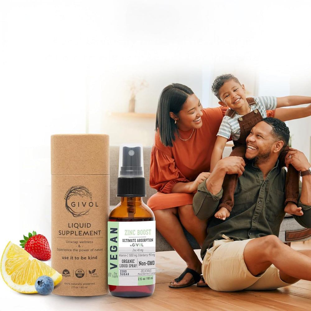 GIVOL Zinc Boost Mist family-friendly packaging for kids and adults.