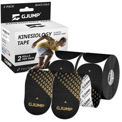 GJUMP kinesiology tape precuts with rounded edges for easy application and secure fit.