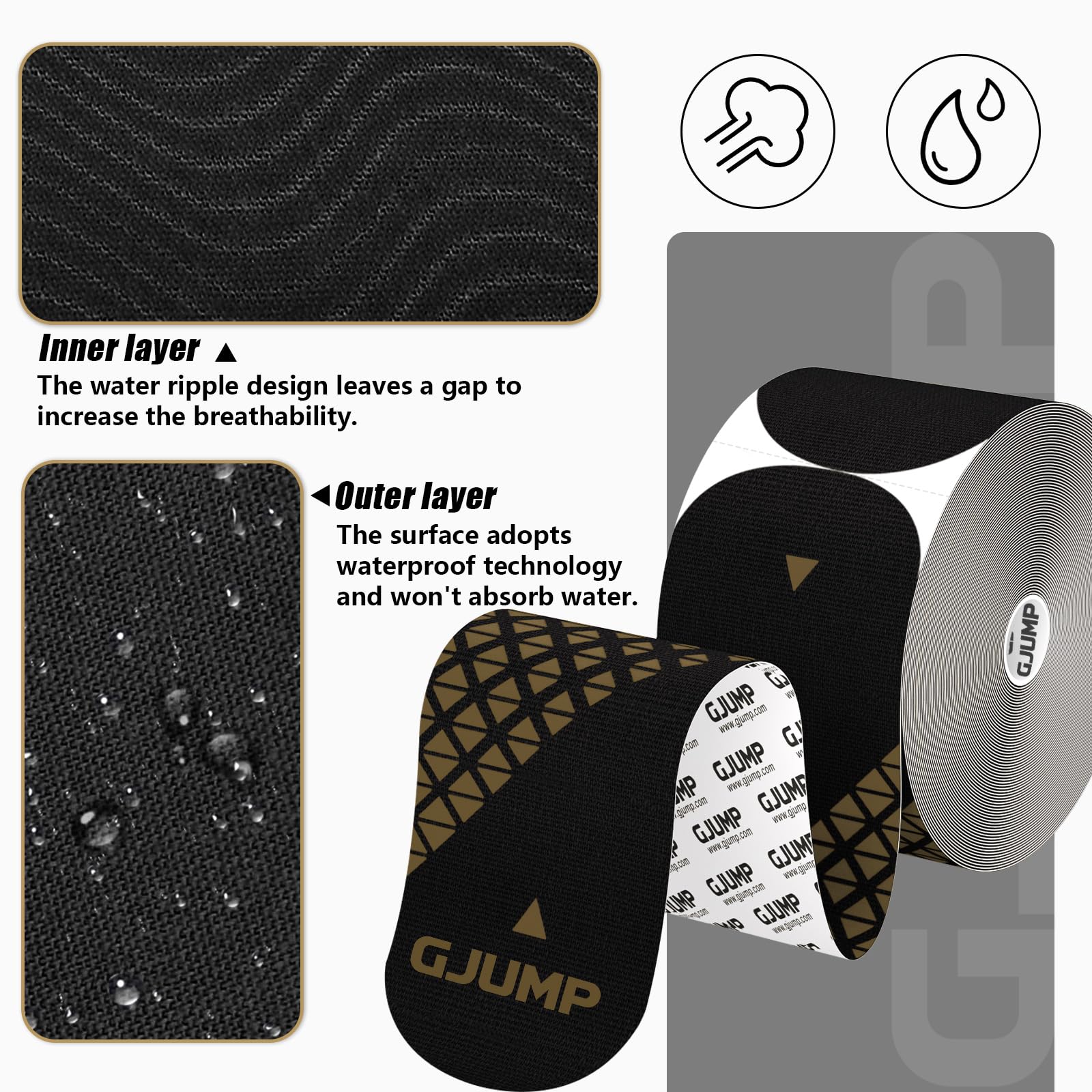 GJUMP knee stability tape provides comfort during runs and workouts.