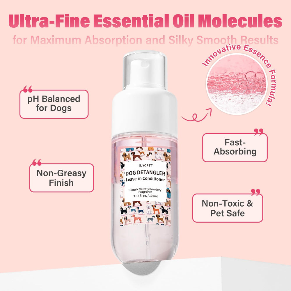 GJYC PET detangler ingredients showcase coconut and jojoba oils