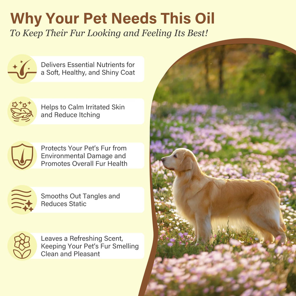 GJYC PET Fur Care Oil helps reduce shedding for neater fur.
