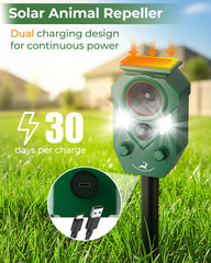 G-Jyuncyou Solar Deer Repellent strobe light illuminating outdoor space