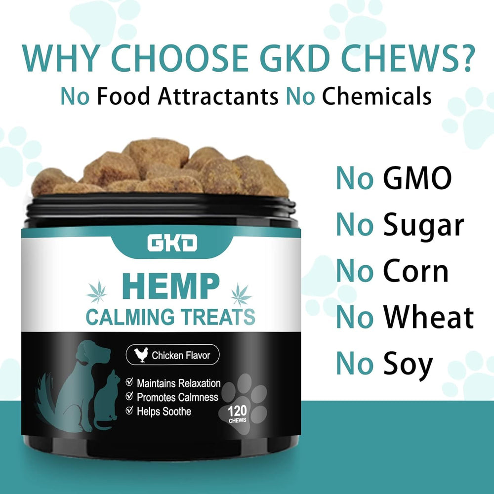 GKD Calming Chews – produit recommandé par les vétérinaires pour le bien-être canin.