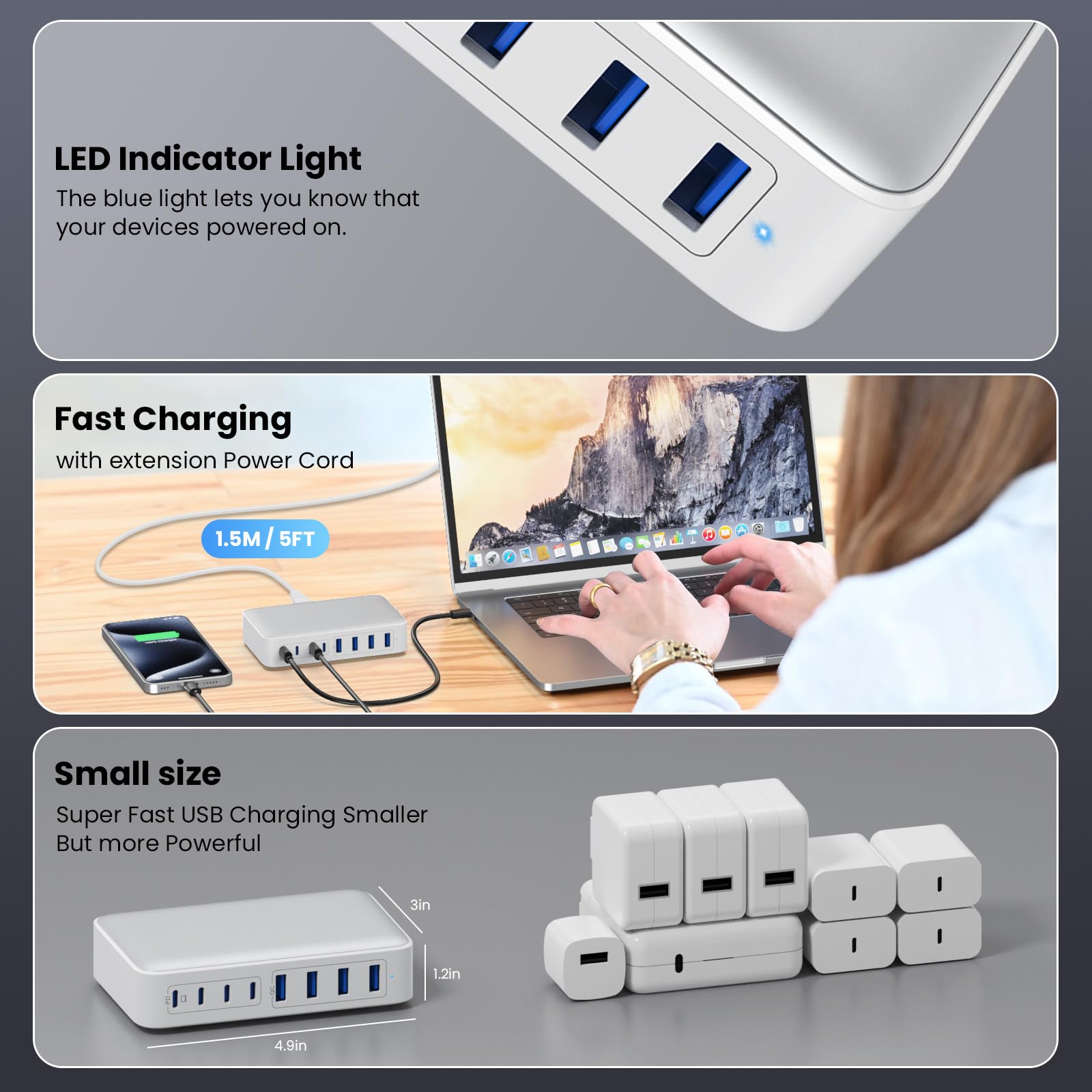 GKUTW compact portable design fits bags and desks.