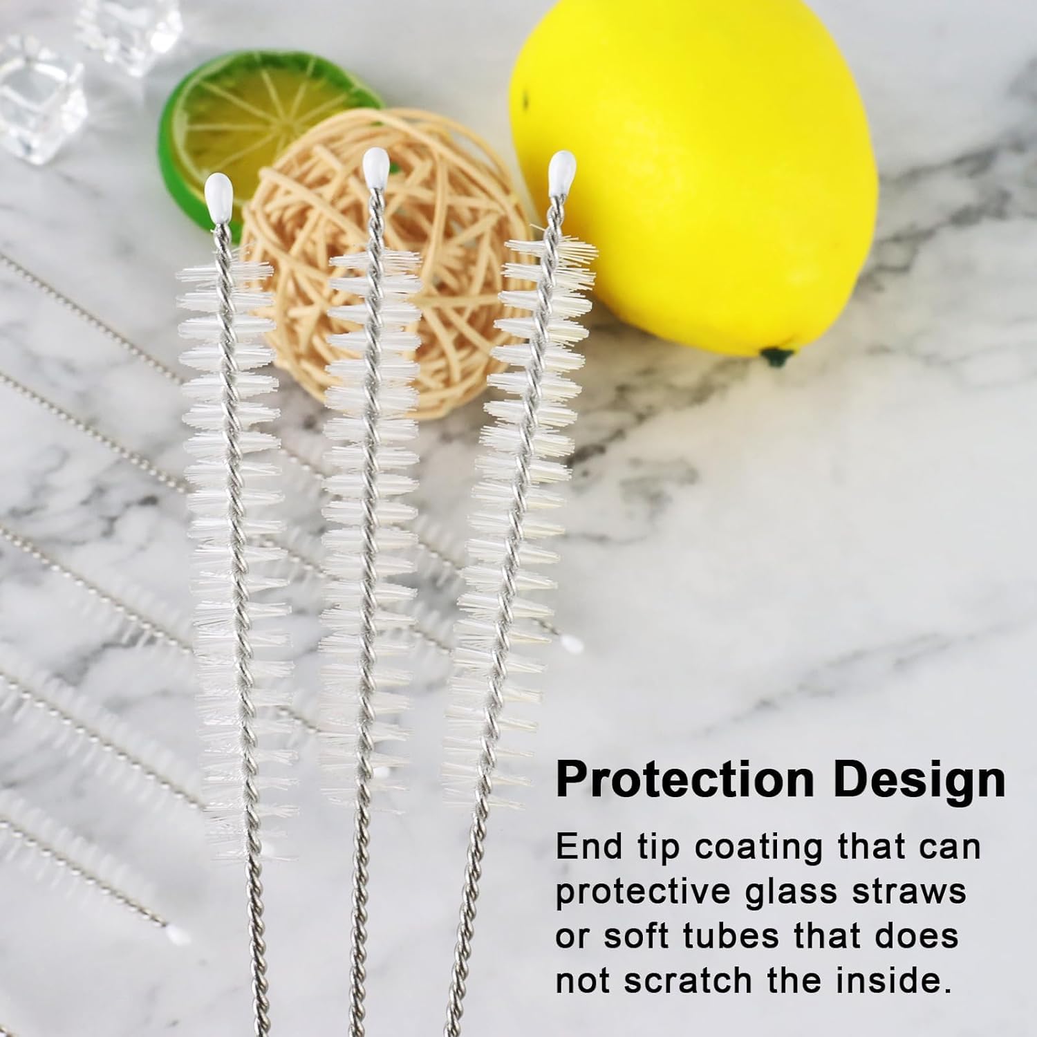 GL-Auking nylon-bristle straw tip cleans effectively.