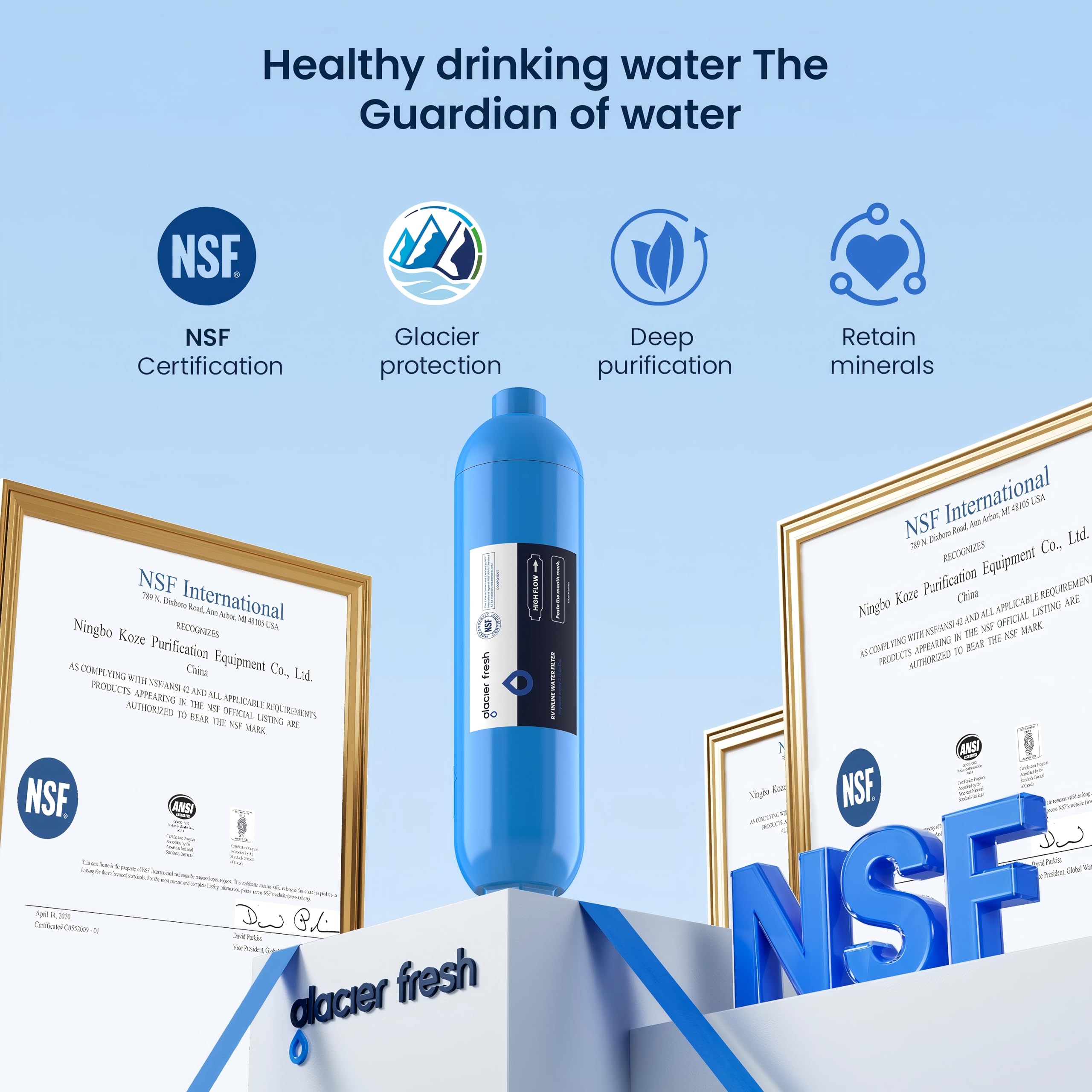GLACIER FRESH BPA-free lead-free housing for peace of mind