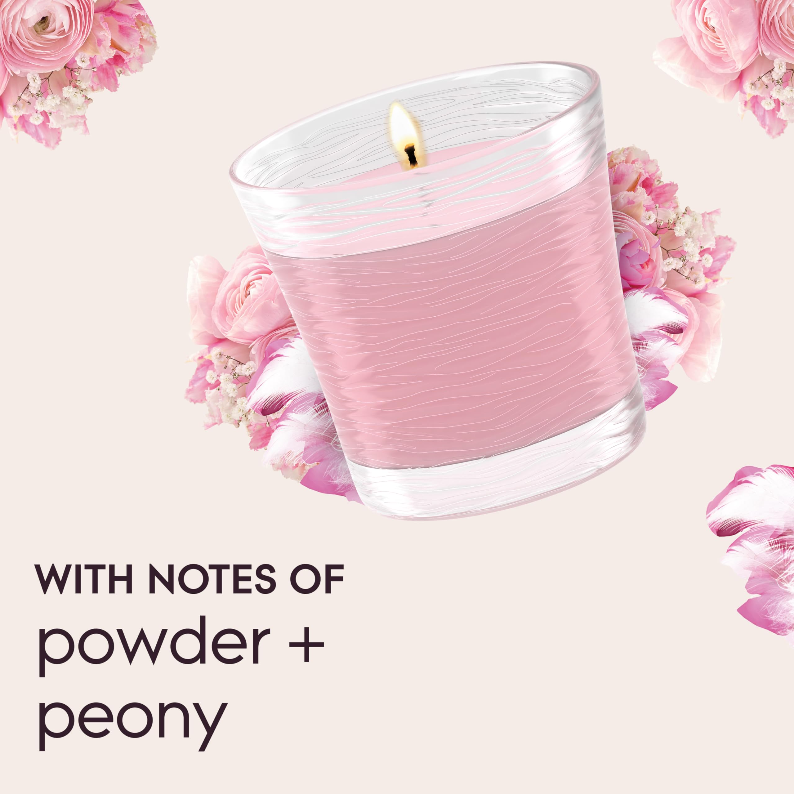 Glade Angel Whispers decorative candle enhances room ambiance during baths or readings