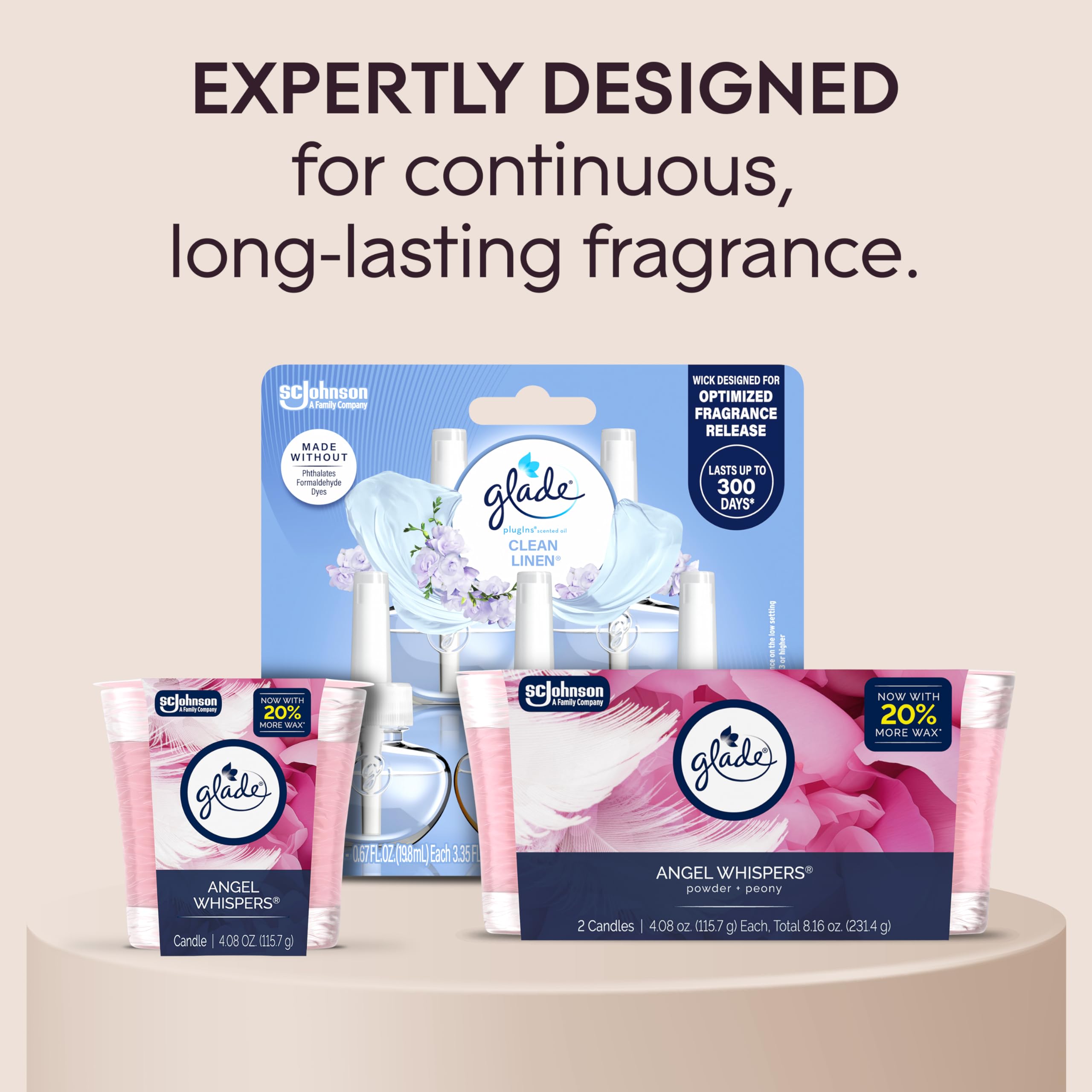 Glade Angel Whispers burn tips ensure a safe, even fragrance release