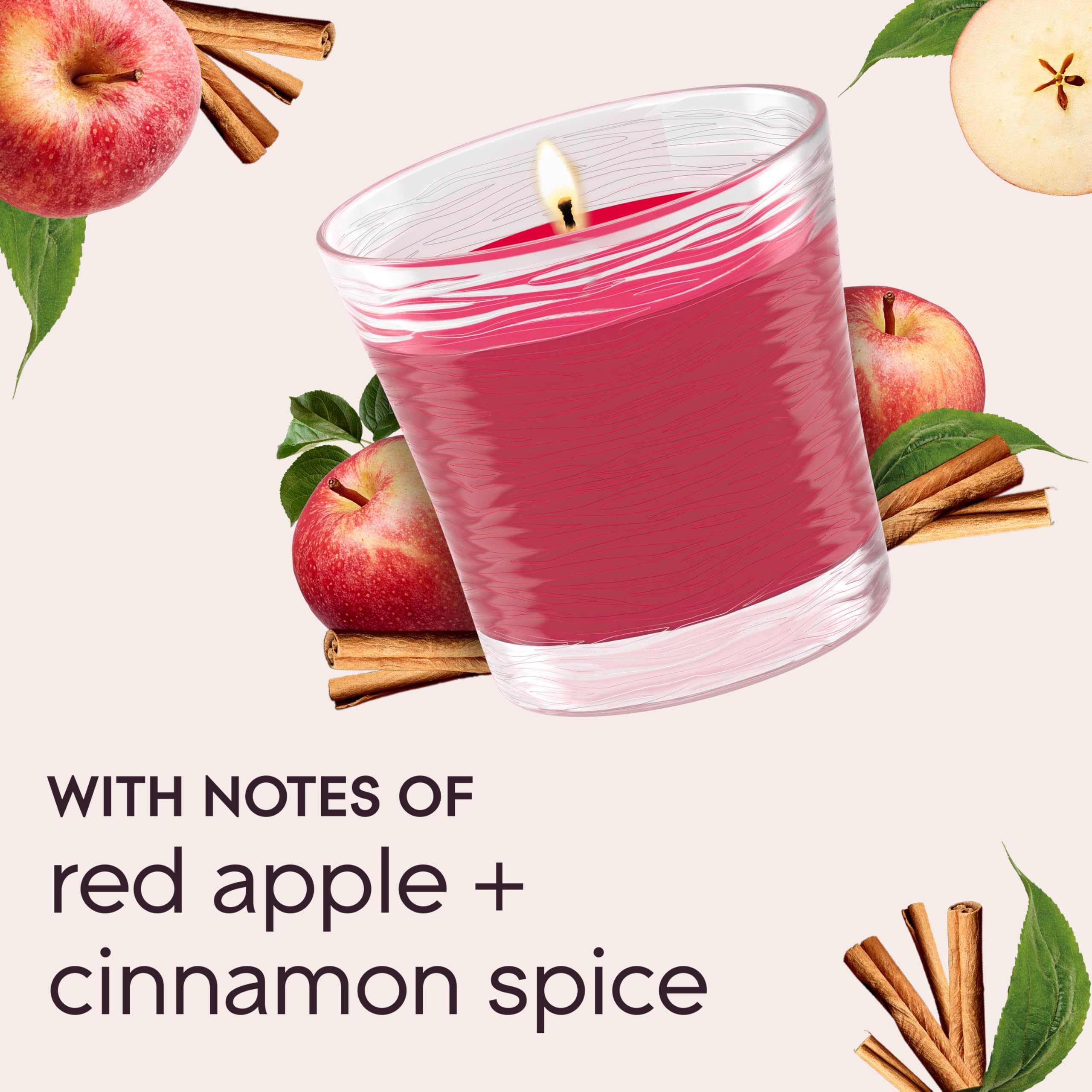 Glade Apple Cinnamon candle jar ambient dining scene evokes cozy meals