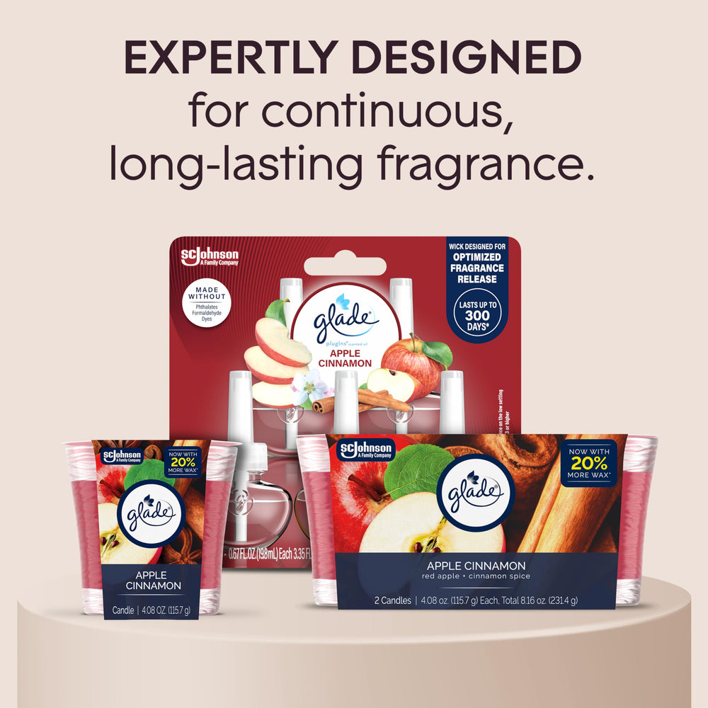 Glade Apple Cinnamon candle jar bedtime relaxation creates calming atmosphere