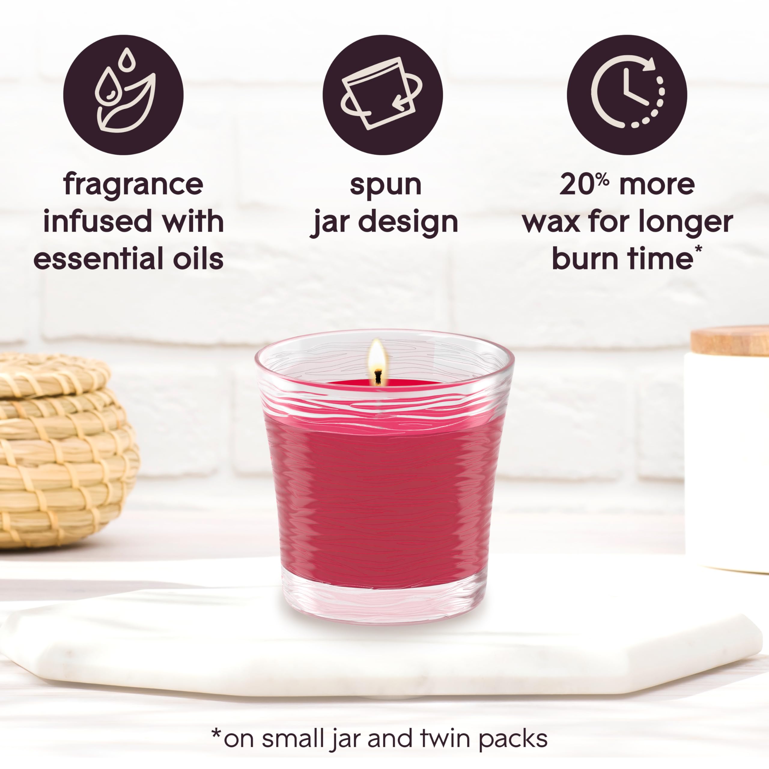 Glade Apple Cinnamon candle jar pack shot suggests value of two-pack