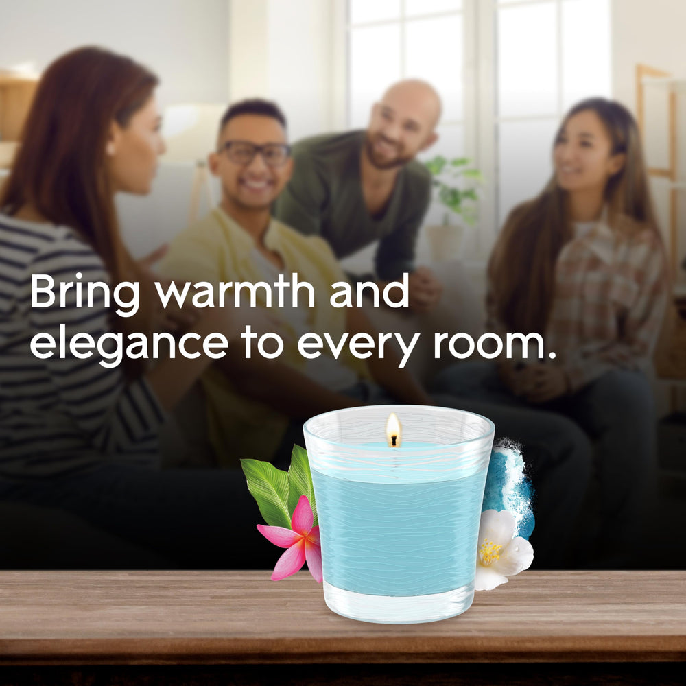 Glade Aqua Waves relaxation scene suggests a serene, aromatic self-care moment.