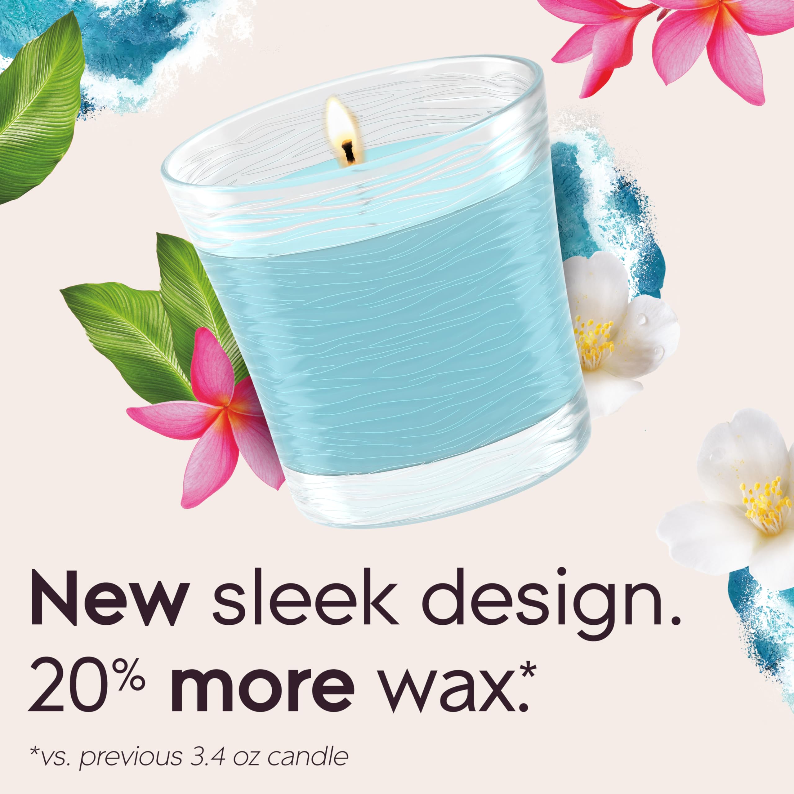 Lit wick of the Glade Aqua Waves candle creating a calming ambiance.