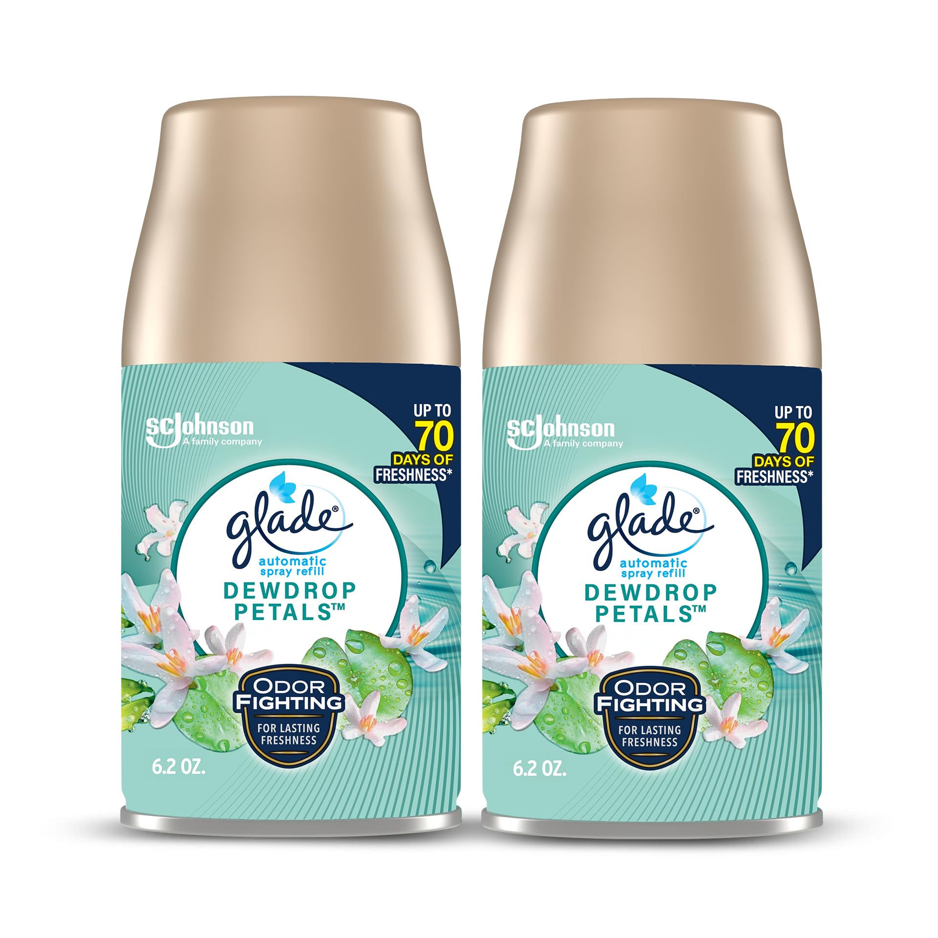 Glade Dewdrop Petals refill packaging ready for quick installation and long-lasting freshness.