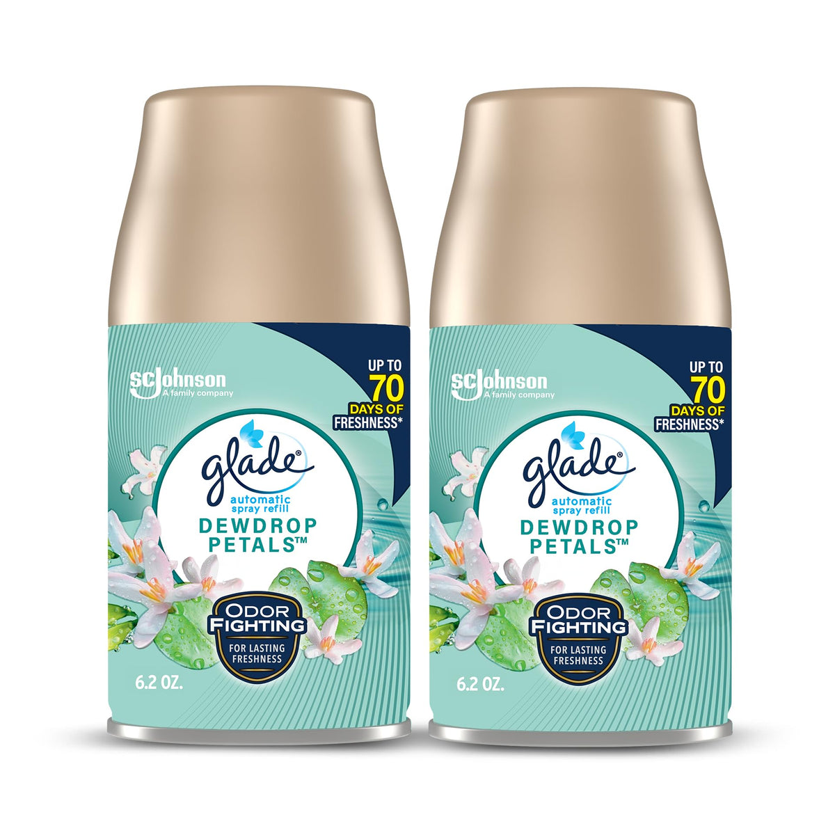 Glade Dewdrop Petals refill packaging ready for quick installation and long-lasting freshness.