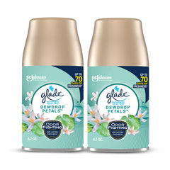 Glade Dewdrop Petals refill packaging ready for quick installation and long-lasting freshness.