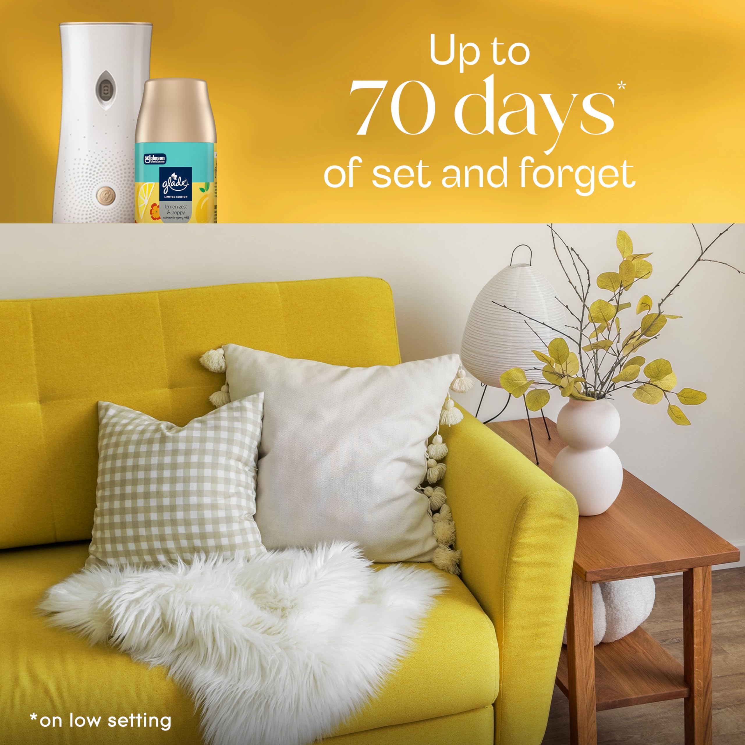 Glade lemon zest poppy scent used in bathroom for quick refresh