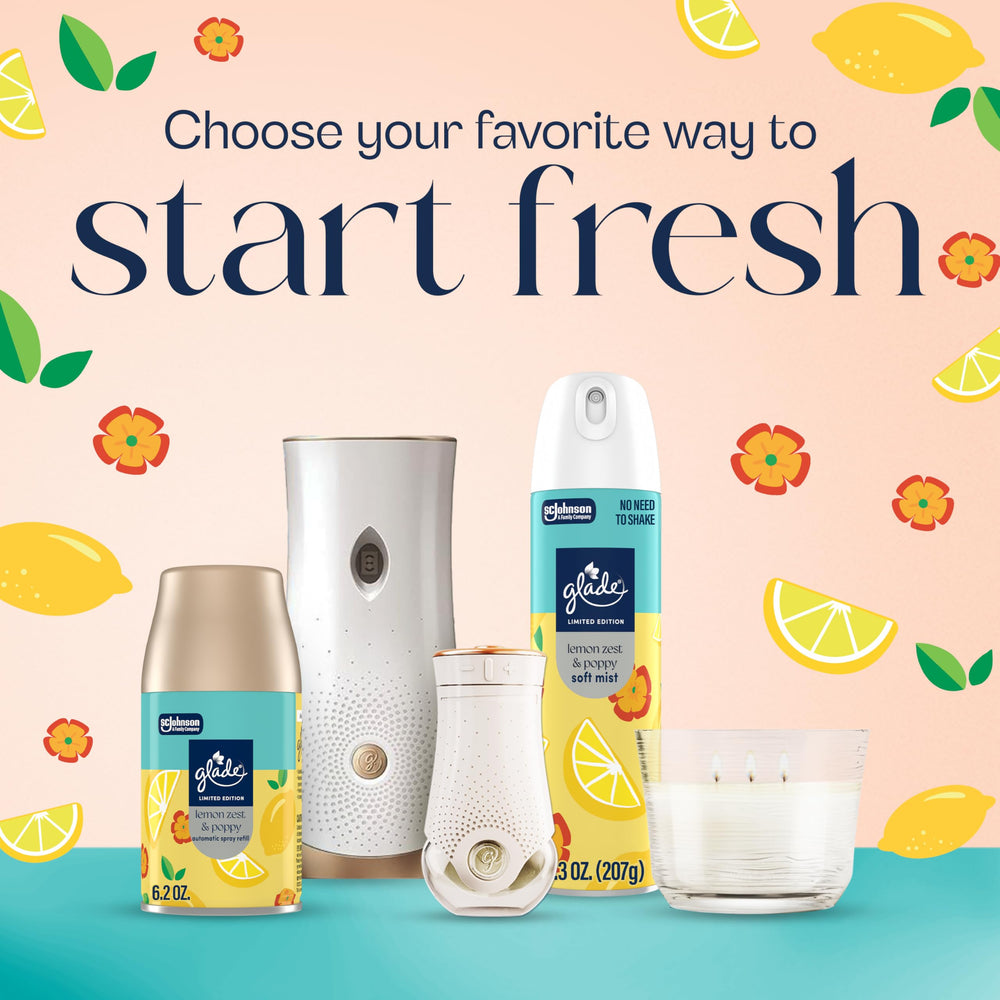 Glade automatic spray in wall-mounted unit with boost button visible