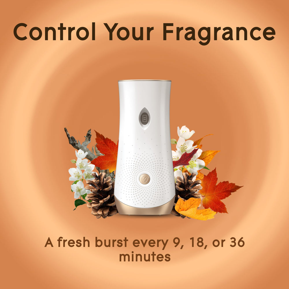 Glade Cashmere Woods fragrance diffusion mist creates a warm, inviting room