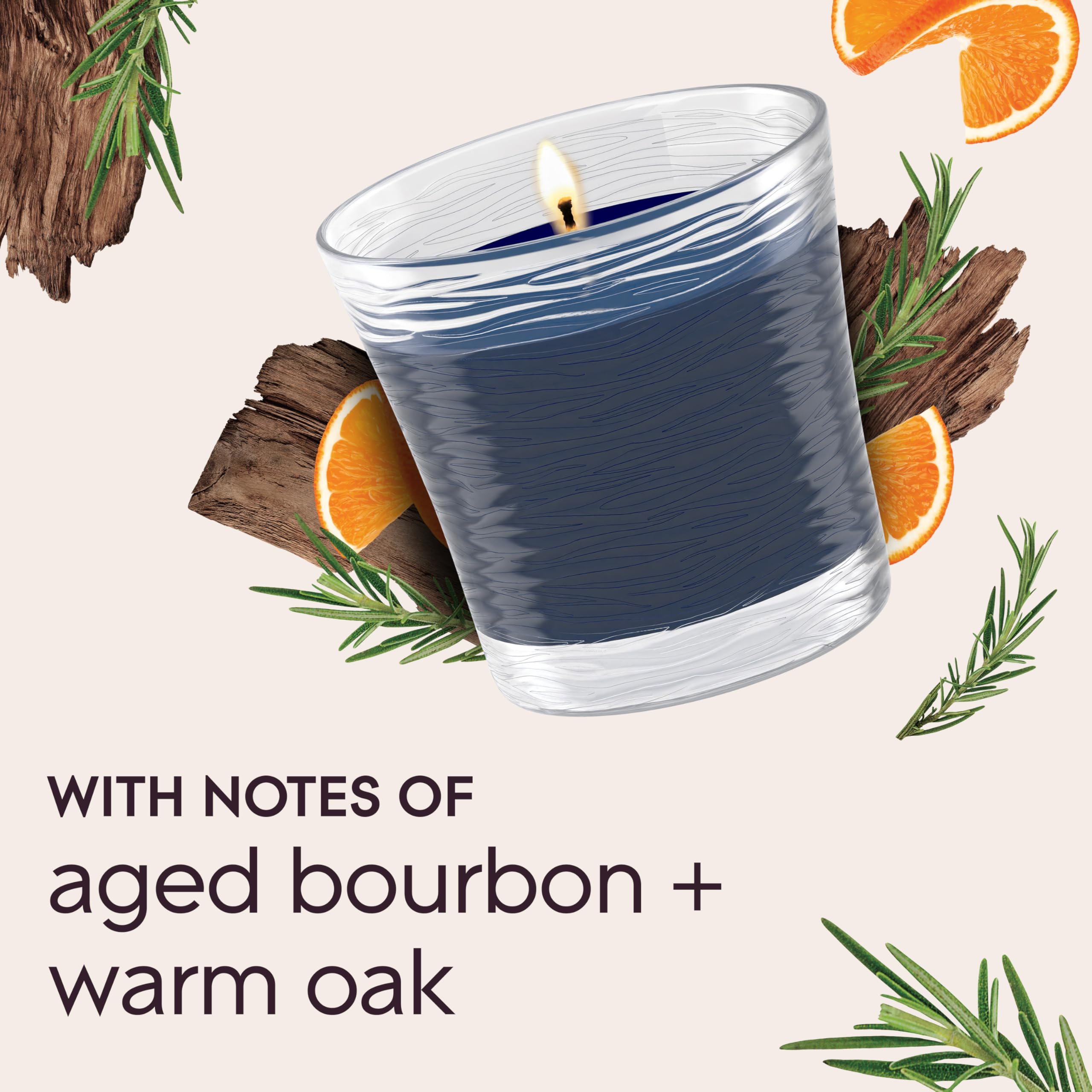 Glade essential oil infusion note adds depth to the bourbon and oak aroma.