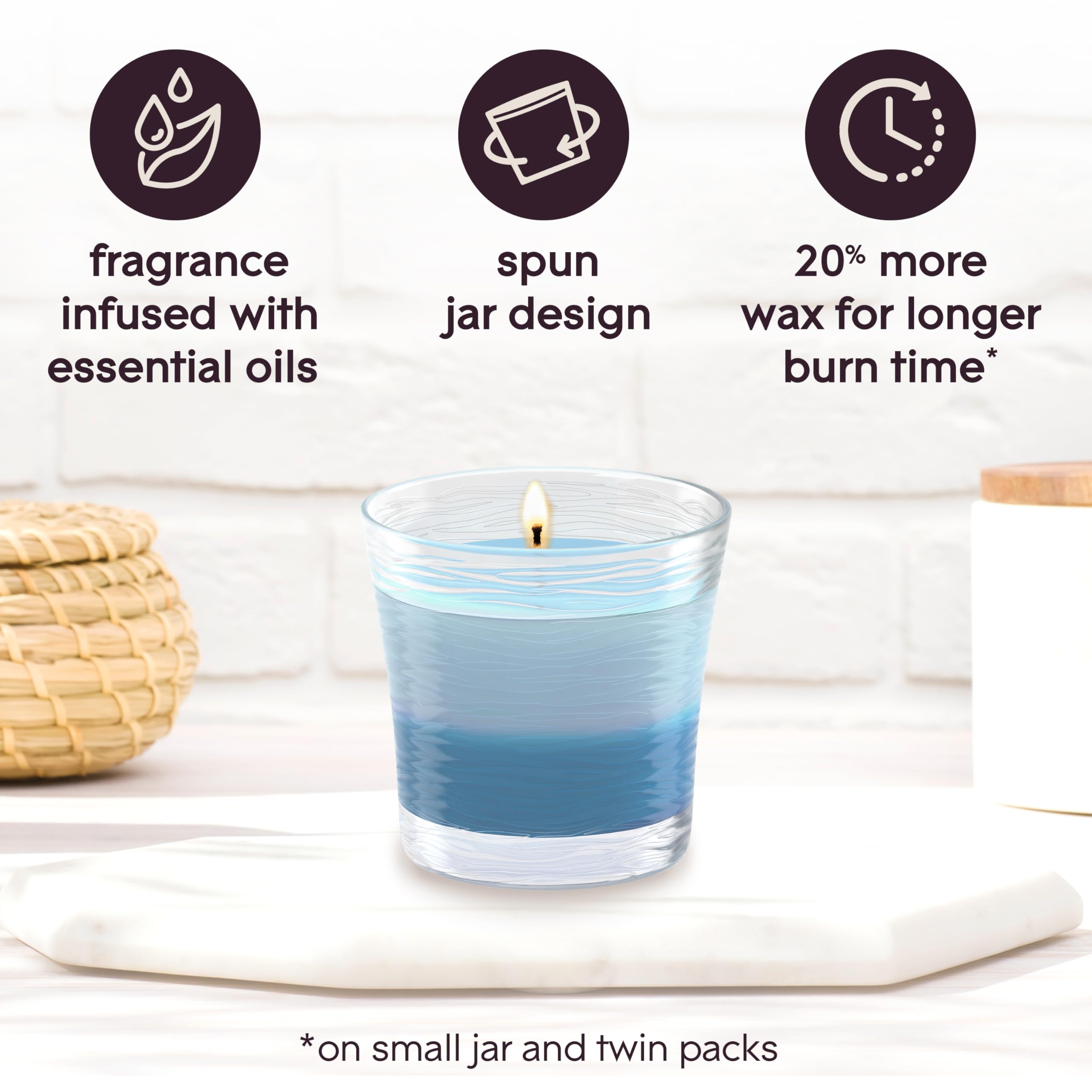Glade jasmine and evening primrose notes evoke tranquil nights in bedrooms.